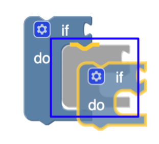 An if-do block with a marker showing where another block will be inserted.